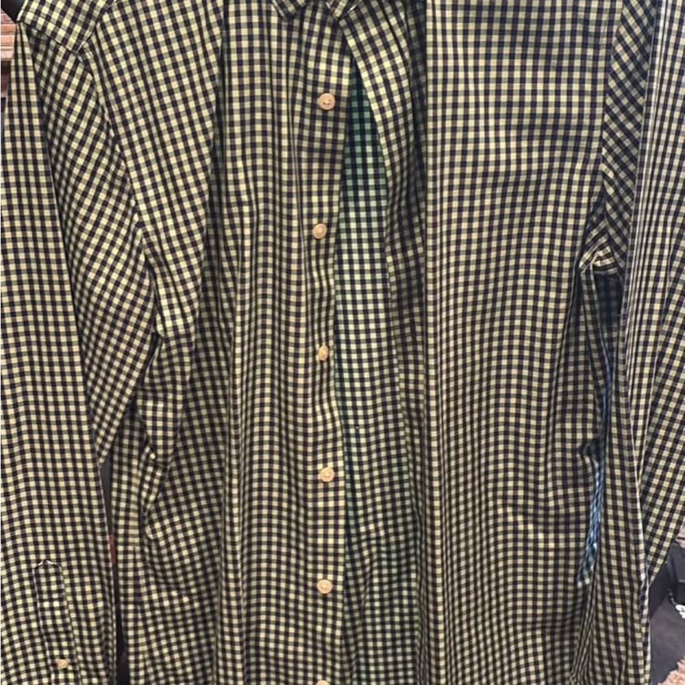Banana Republic Green and Black Checkered Shirt